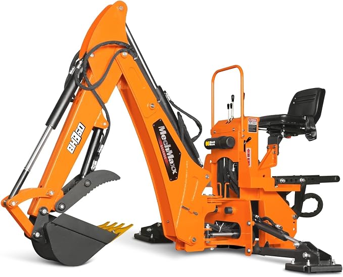 9' Tractor Backhoe Attachment with Hydraulic Thumb, 15" Bucket, Self-Contained Pump, for 25-100 HP, Cat. 1&2 Tractor, BH860