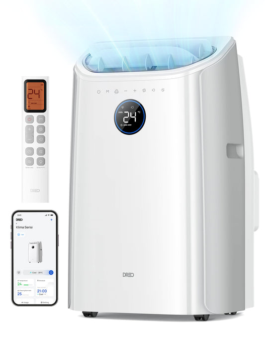 DREO 10000 BTU Portable Air Conditioner, 3-in-1 Cool/Fan/Dry Quiet AC Unit for Bedroom/Office, Smart App/Voice/Remote Control