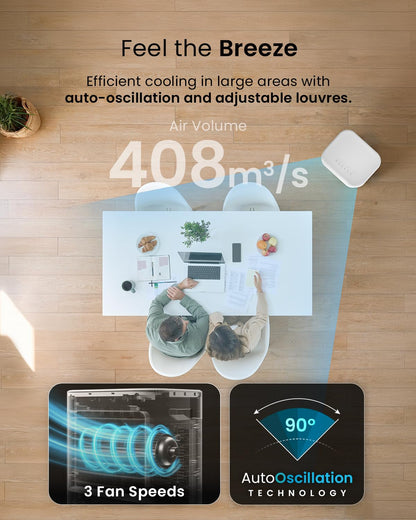 Pro Breeze 4-in-1 Air Cooler with 10 Litre Capacity, Remote Control, 3 Fan Speeds & LED Display. Powerful Evaporative Air Cooler