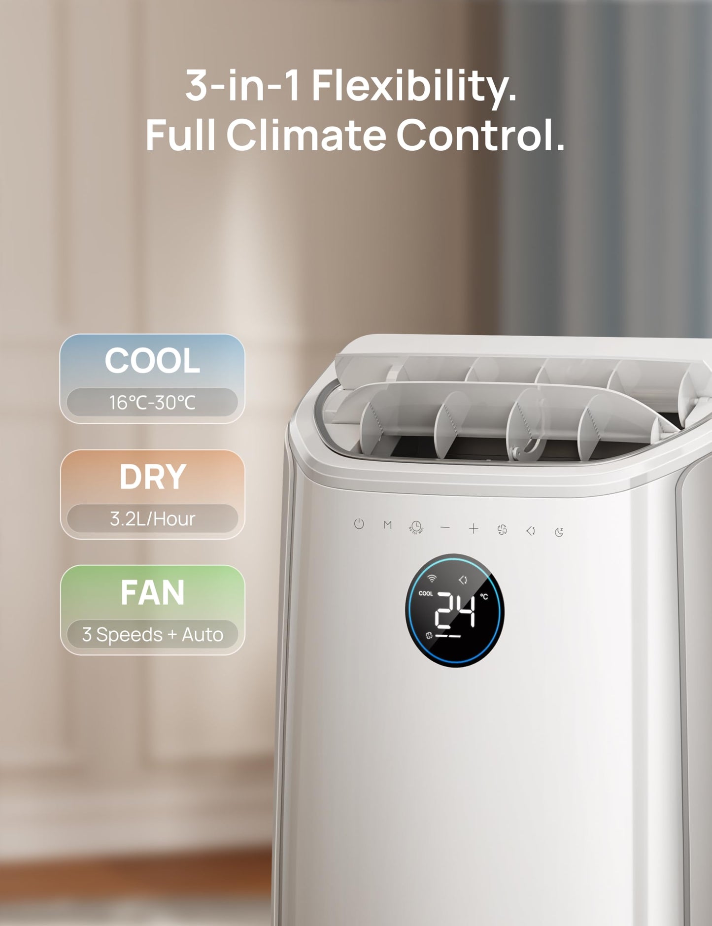DREO 10000 BTU Portable Air Conditioner, 3-in-1 Cool/Fan/Dry Quiet AC Unit for Bedroom/Office, Smart App/Voice/Remote Control