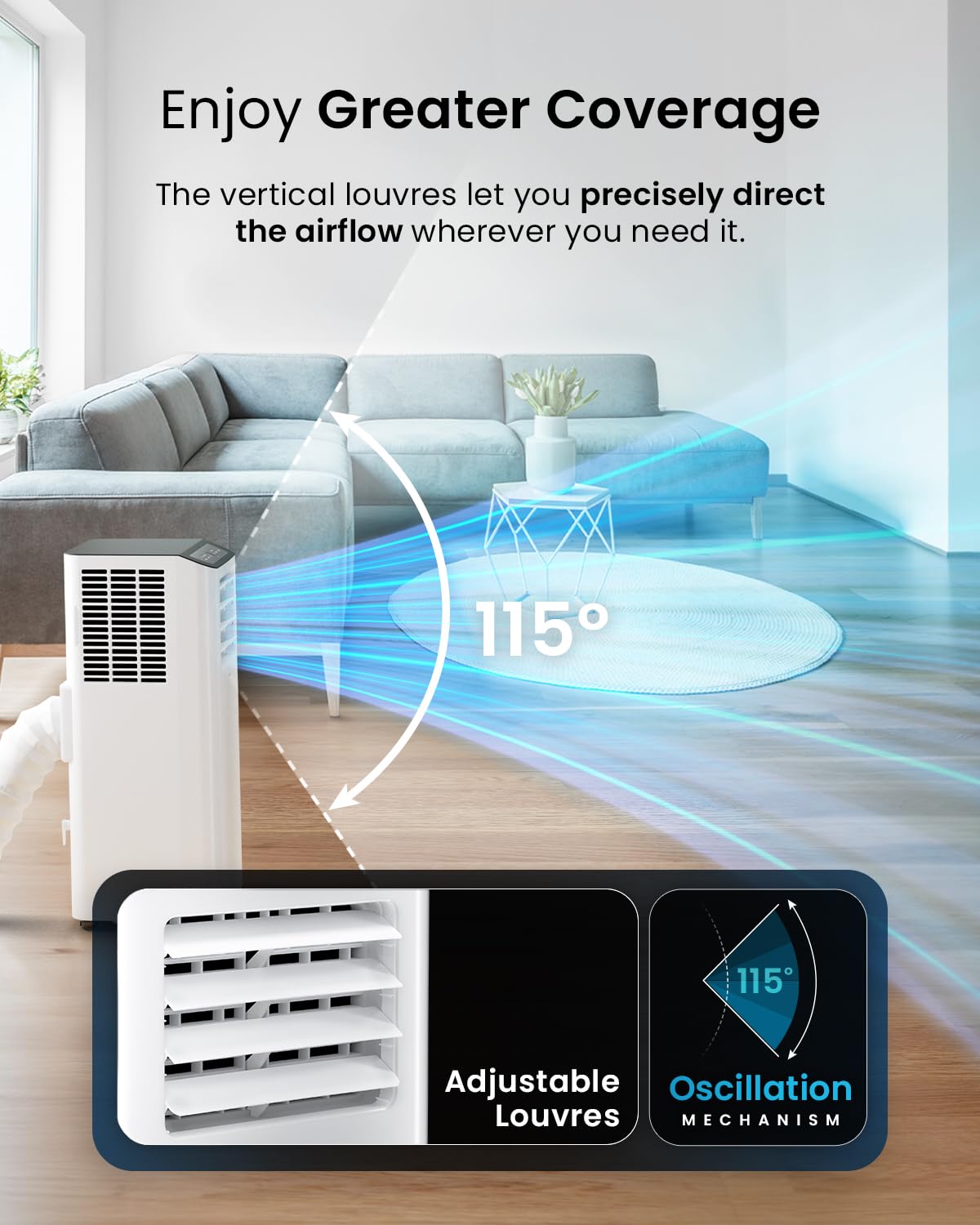 Pro Breeze 4-in-1 Portable Air Conditioner 9000 BTU - Smart Home WiFi, 24 hr Timer, Window Kit, Powerful Air Conditioning