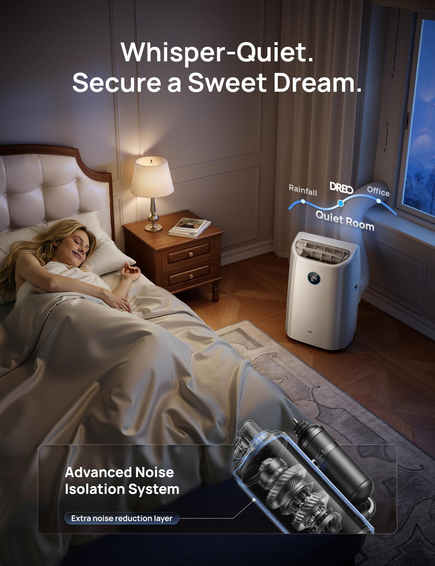 DREO 10000 BTU Portable Air Conditioner, 3-in-1 Cool/Fan/Dry Quiet AC Unit for Bedroom/Office, Smart App/Voice/Remote Control
