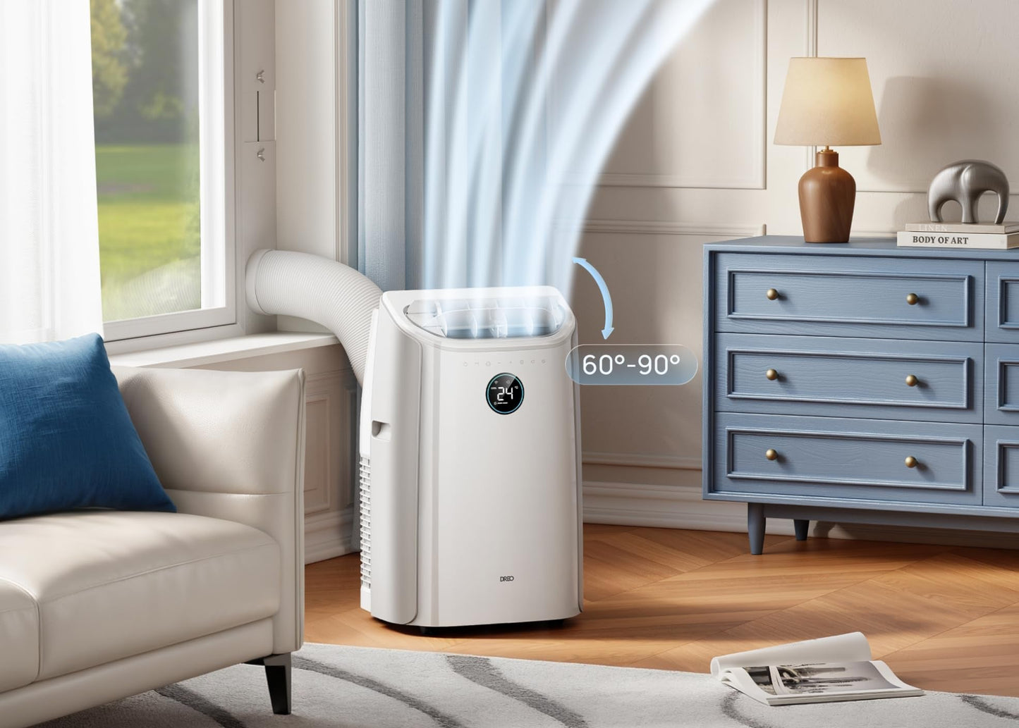 DREO 10000 BTU Portable Air Conditioner, 3-in-1 Cool/Fan/Dry Quiet AC Unit for Bedroom/Office, Smart App/Voice/Remote Control